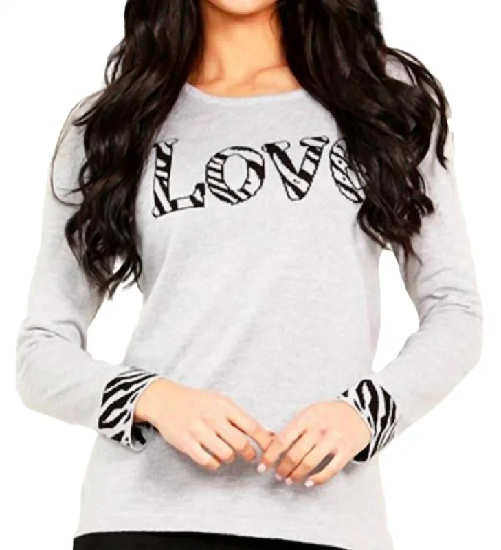 Love Scoop Neck Sweater In Silver Wool Fabric Cashmere Fabric Tweed Fabric