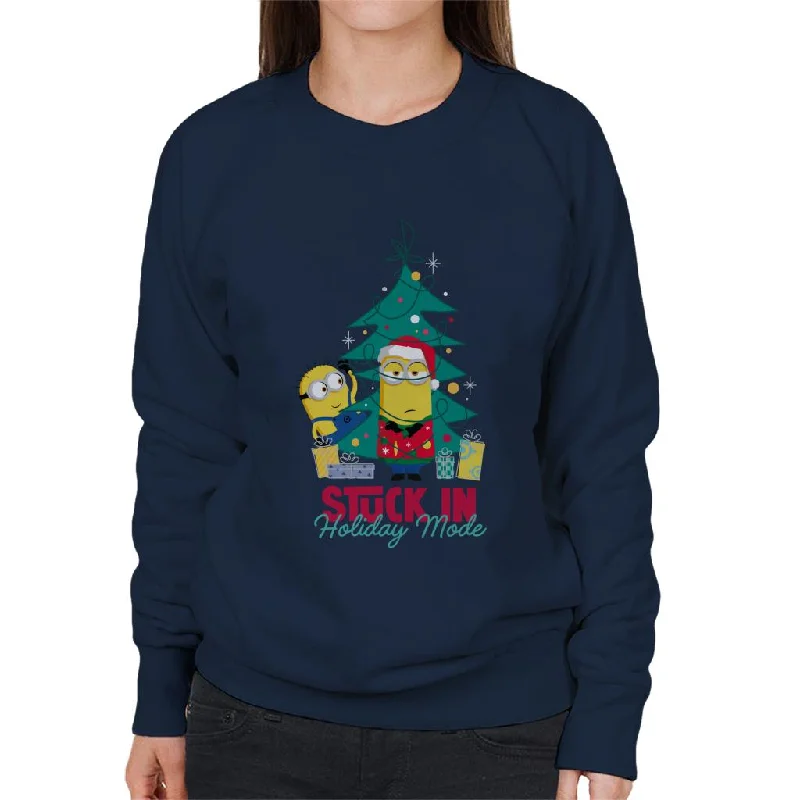 Minions Christmas Stuck In Holiday Mode Women's Sweatshirt Hoodie with Strings Custom Fit Adjustable