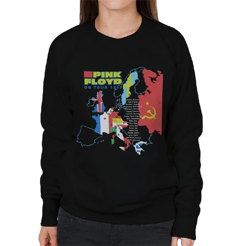 Pink Floyd On Tour 1989 Women's Sweatshirt Hoodie with Button Classic Timeless