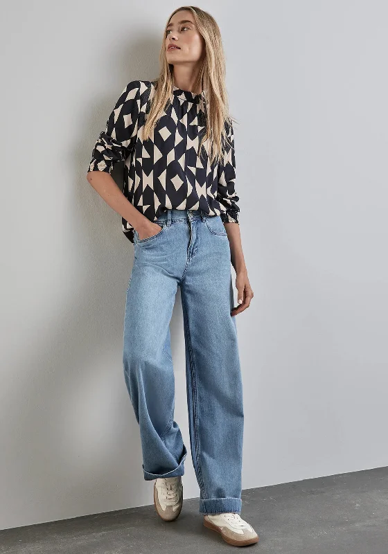 Street One Abstract Print Blouse, Blue Casual Stripe Blouse