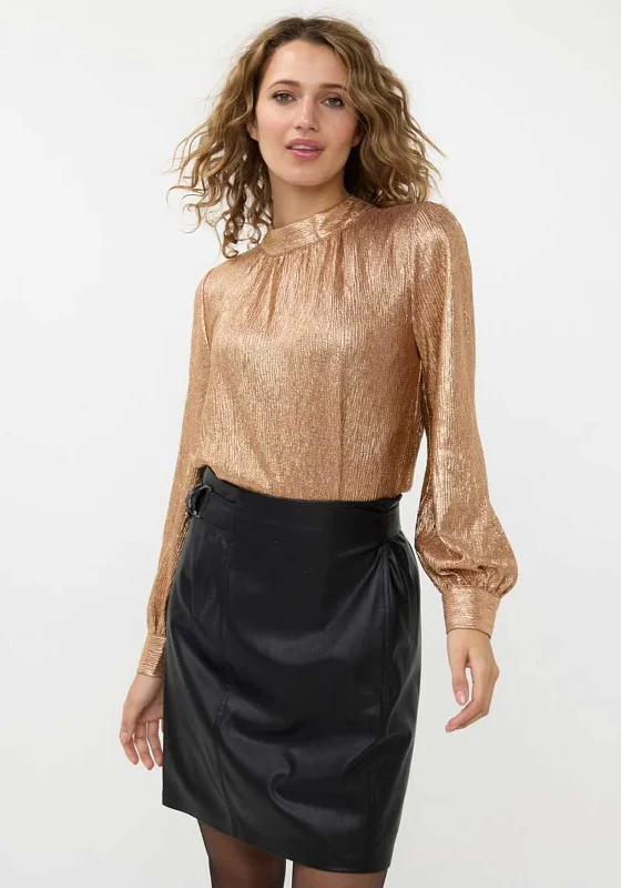 EsQualo Fancy Foil Blouse, Bronze Subtle Shimmer Blouse