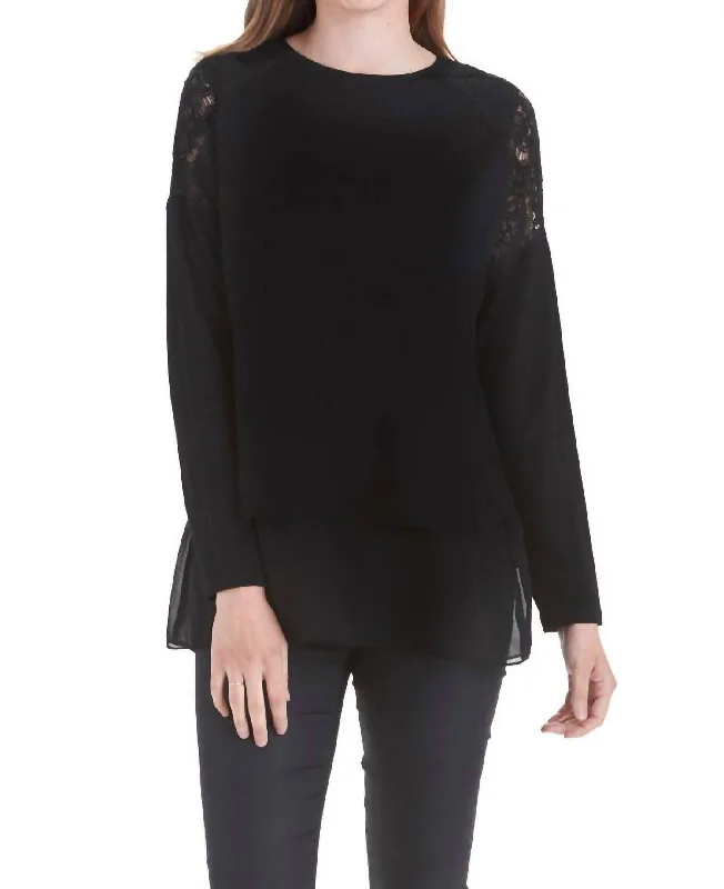 Evangeline Layer Sweater In Black Zippered Buttoned Snapped