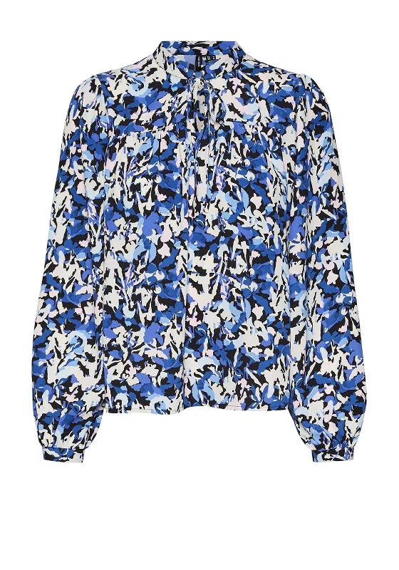 Vero Moda Vinna Abstract Blouse, Mazarine Blue Semi-Sheer Blouse