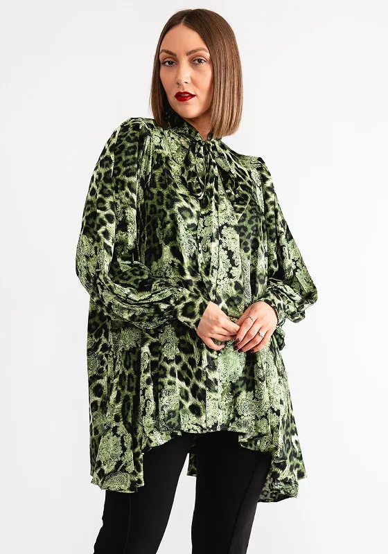 Malissa J Patterned Blouse, Green Delicate Bow Blouse