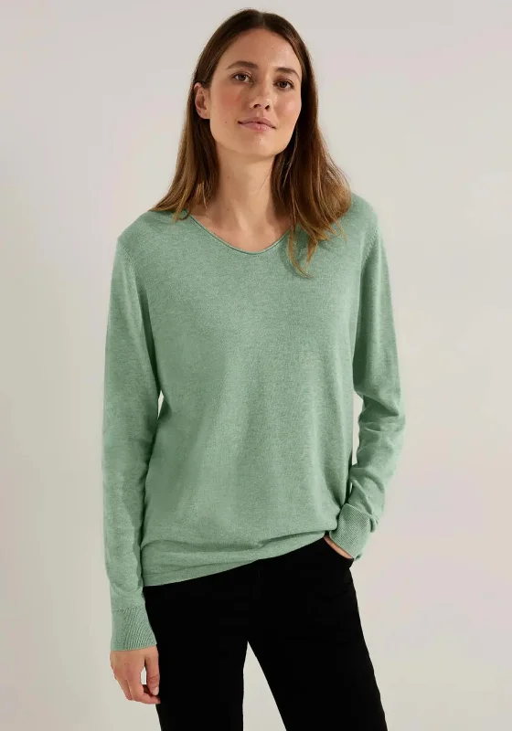 Cecil Fine Knit Sweater, Clear Sage Green Thin Thick Dense