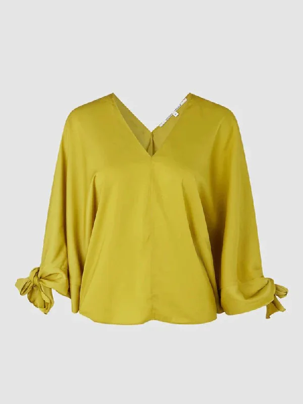 Second Female Mingai Blouse Golden Olive Sleeveless Chiffon Blouse