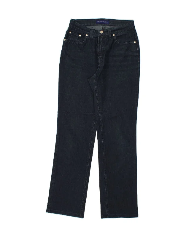 TRUSSARDI Womens Straight Jeans W28 L30 Navy Blue Cotton Classic Blue Denim Jeans