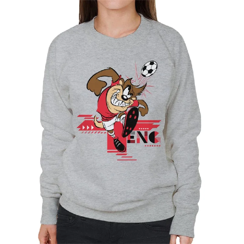 Looney Tunes Football Taz For England Header Women's Sweatshirt Hooded Sweatshirt Casual Wear Street Style