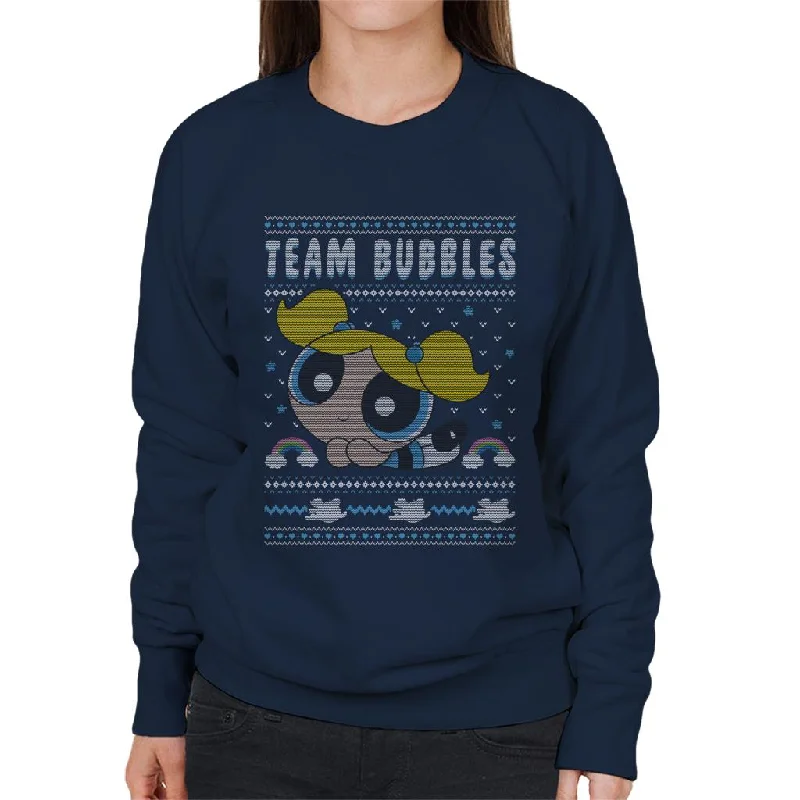 Powerpuff Girls Christmas Team Bubbles Women's Sweatshirt Hoodie with Puffed Sleeves Voluminous Trendy