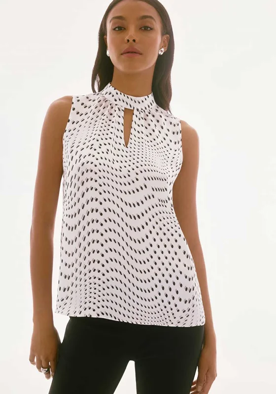 Joseph Ribkoff Polka Dot Sleeveless Blouse, White Chic Off-Shoulder Blouse