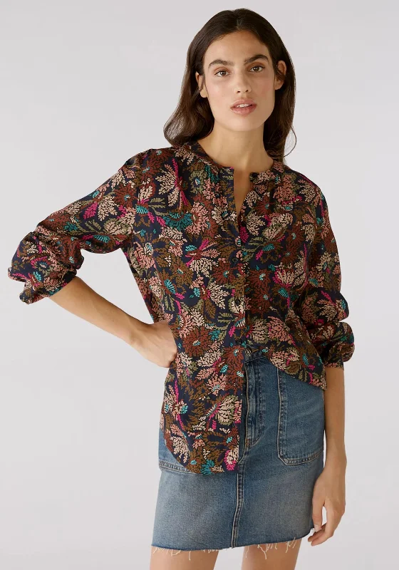 Oui Leaf Print Blouse, Multi Versatile Layering Blouse