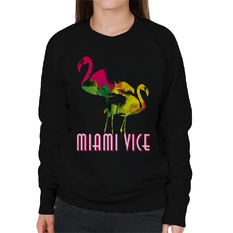 Miami Vice Flamingo Silhouette Women's Sweatshirt Hoodie with Earth Tones Natural Calm