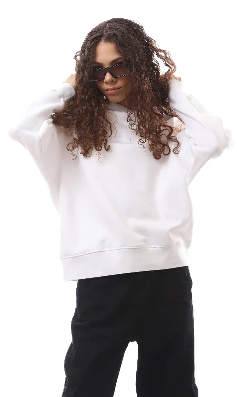 O172205 White Solid Sip On Regular Fit Hoodie Hoodie Sweatshirt Pullover