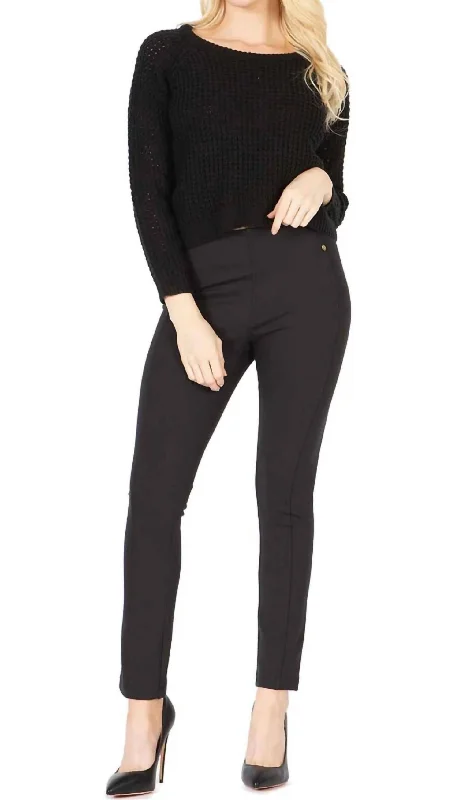 Plain Textured-Knit Cropped Sweater In Black Turtle Neck Boat Neck Asymmetrical Neck