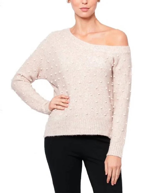 Adalynn One Shoulder Sweater In Blush Welt Pockets Slit Pockets Flap Pockets