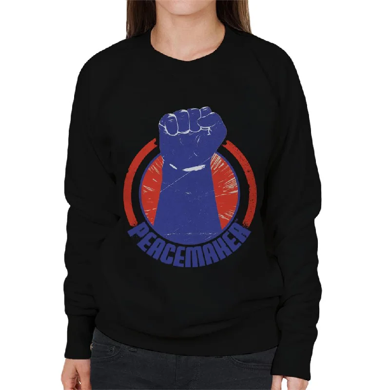 Peacemaker Blue Fist Women's Sweatshirt Hoodie with Puffed Sleeves Voluminous Trendy