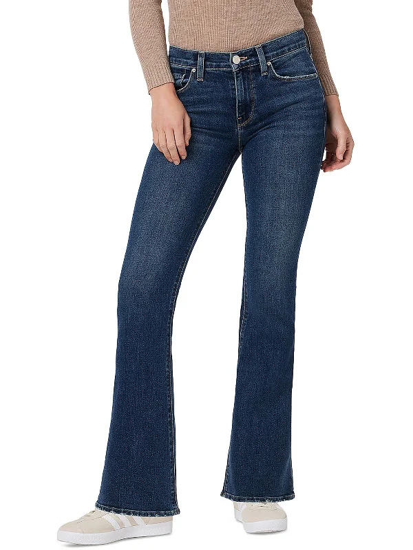 Womens High Rise Solid Bootcut Jeans Elegant Skinny Leg Jeans