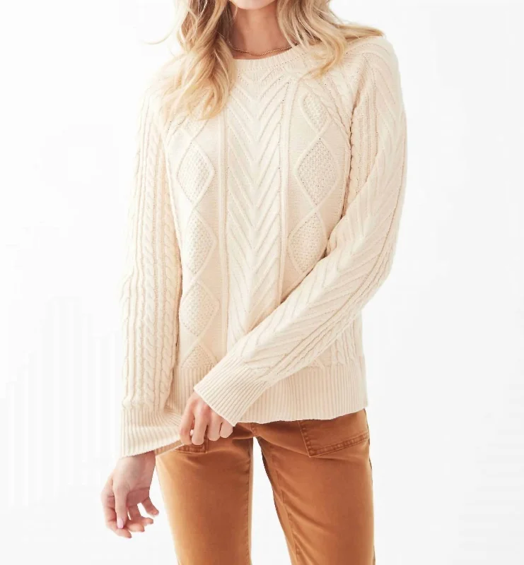 A-Line Cable Sweater In Cream Terry Terry Cloth Terry Knit