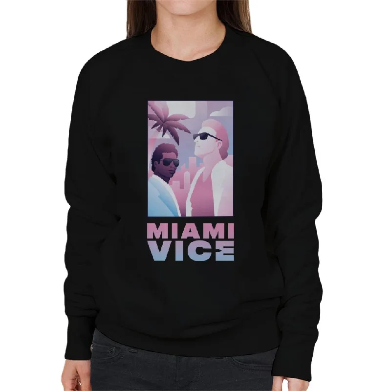 Miami Vice Sonny And Rico Airbrush Inspired Women's Sweatshirt Hoodie with High-Low Hem Asymmetrical Trendy