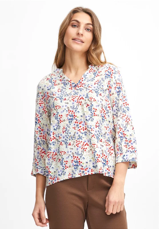 Fransa Floral Printed Blouse, Birch Office-Ready Blouse