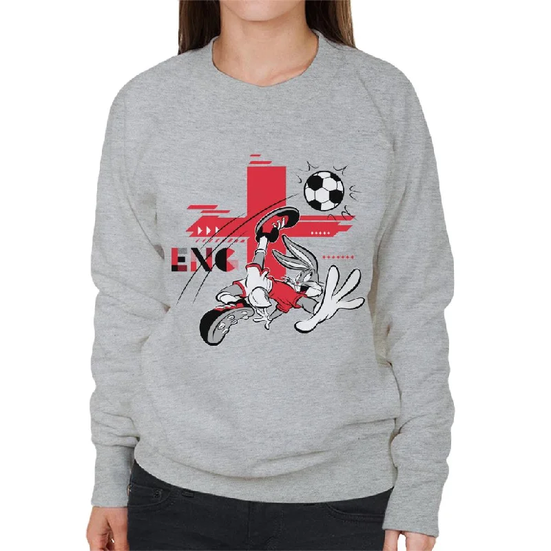 Looney Tunes Football Bugs Bunny For England Women's Sweatshirt Hoodie with Hem Contrast Bold Stylish