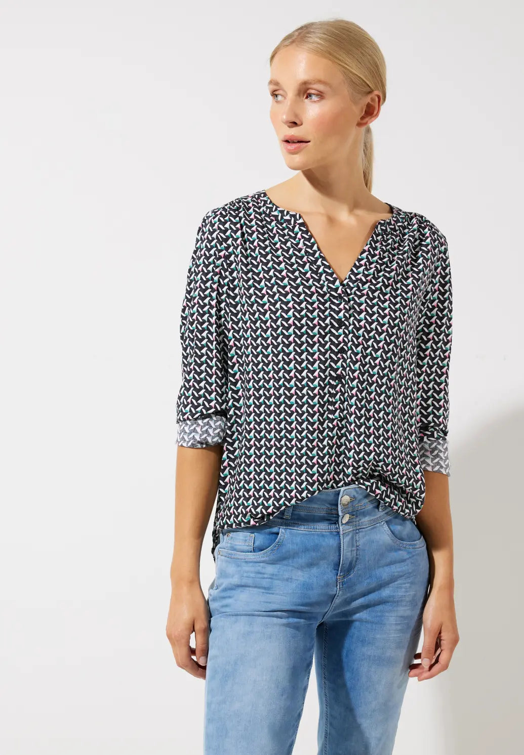 Street One Geo Print Blouse, Multi Floral Chiffon Blouse