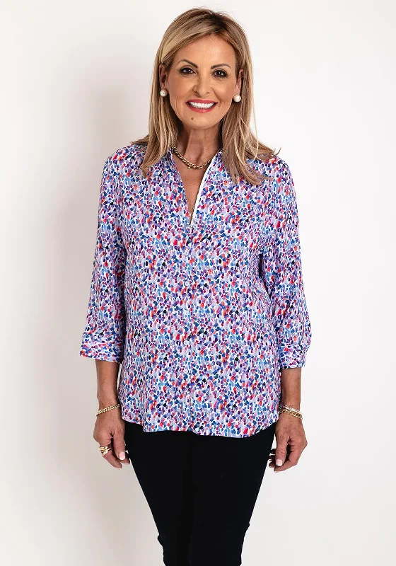 Erfo Lightweight Spot Print Blouse, Blue Multi Loose Fit Blouse