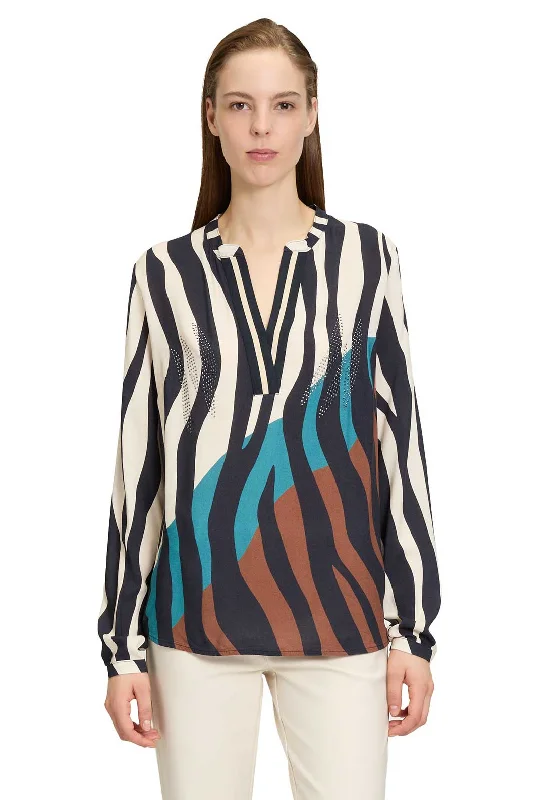 Betty Barclay Zebra Print Embellished Blouse, Black Multi Versatile Layering Blouse