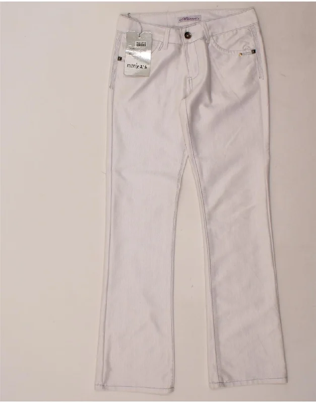 VINTAGE Womens Bootcut Jeans Large W32 L31  White Cotton Comfortable Straight-Legged Denim