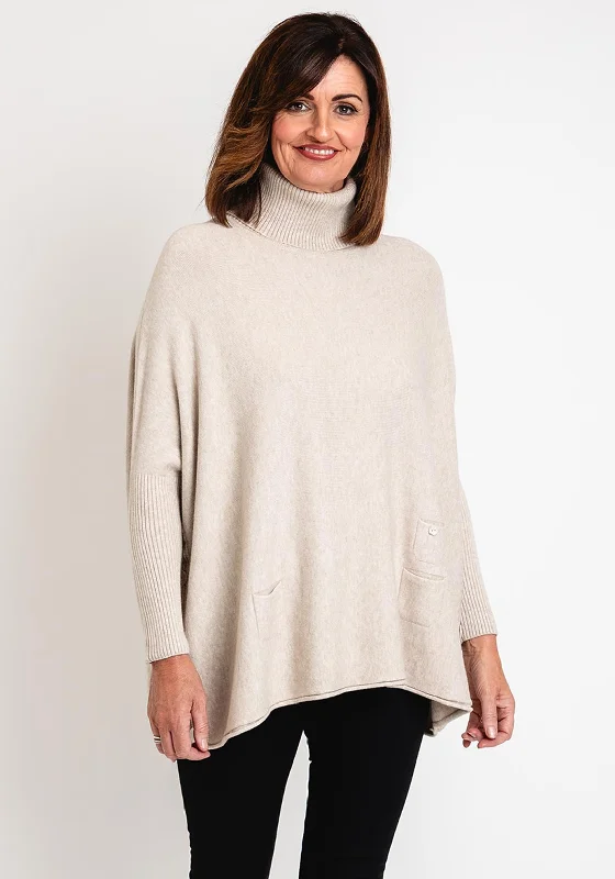 Serafina Collection Buttoned Side Knit Sweater, Cream Tailored Straight A-Line