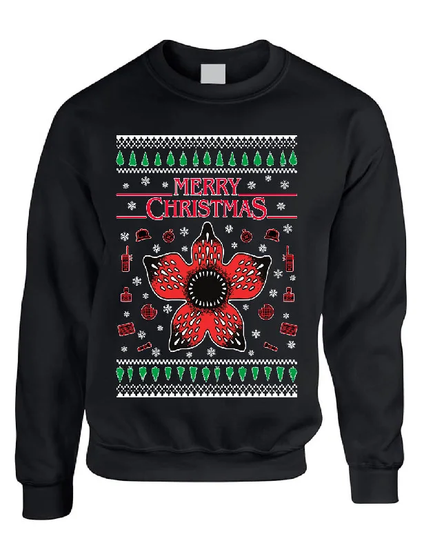 Stranger Monster Ugly Christmas Adult Sweatshirt Hoodie with Hem Contrast Bold Stylish