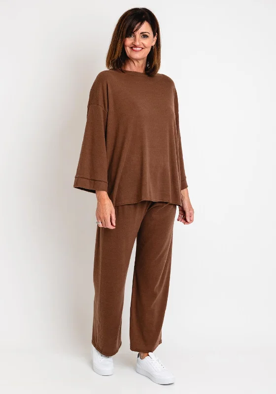 Serafina Collection One Size Sweater and Trouser Set, Brown Anti-Pilling Anti-Shrink Durable