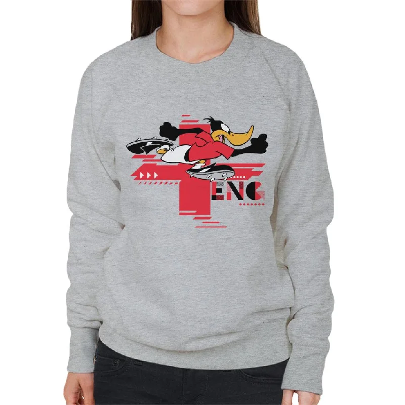 Looney Tunes Football Daffy Duck For England Women's Sweatshirt Hoodie with Cropped Fit Short Trendy