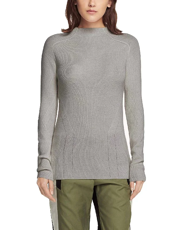 Natasha Turtleneck Fine Knit Cashmere Sweater In Pale Heather Turtle Neck Boat Neck Asymmetrical Neck