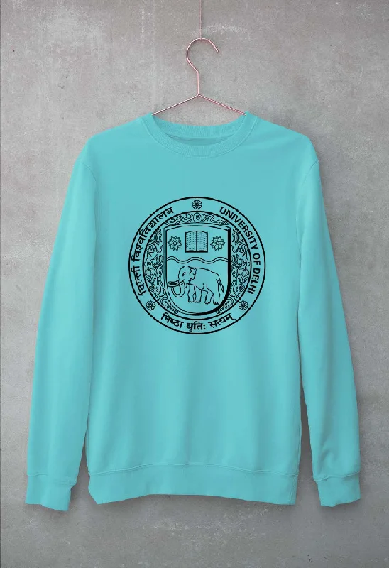 delhi university (DU) Unisex Sweatshirt for Men/Women Hoodie with Tied Waist Feminine Flattering