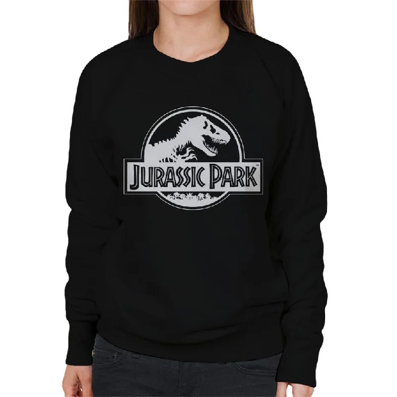 Jurassic Park Classic Black & White Logo Women's Sweatshirt Hoodie with Monochrome Minimalist Simple