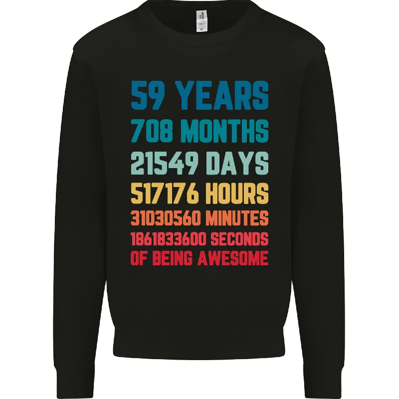 59th Birthday 59-Year-Old Men's Sweatshirt Jumper - Charcoal Grey Hoodie with Hem Elastic Stretchable Comfortable