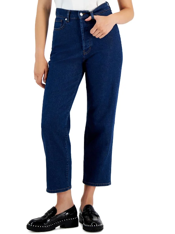 Womens High Rise Cropped Ankle Jeans Stylish High-Waisted Denim