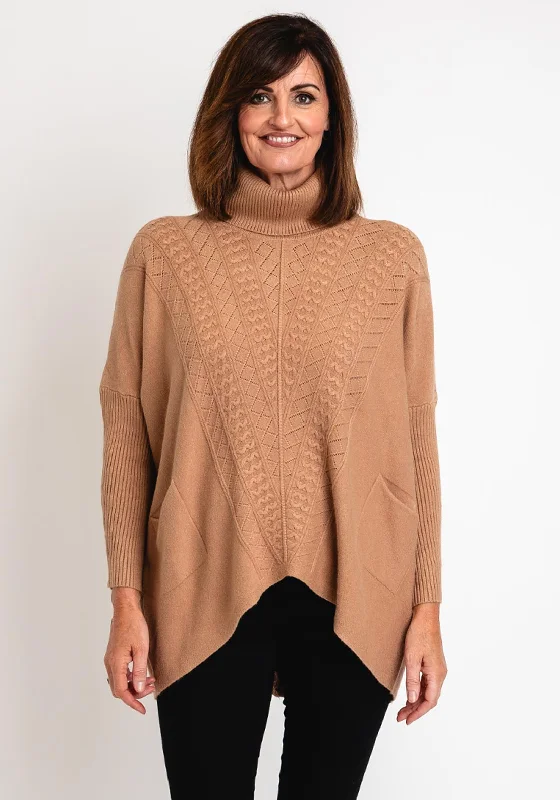 Serafina Collection Cable Knit Jumper, Camel Lightweight Heavyweight Midweight