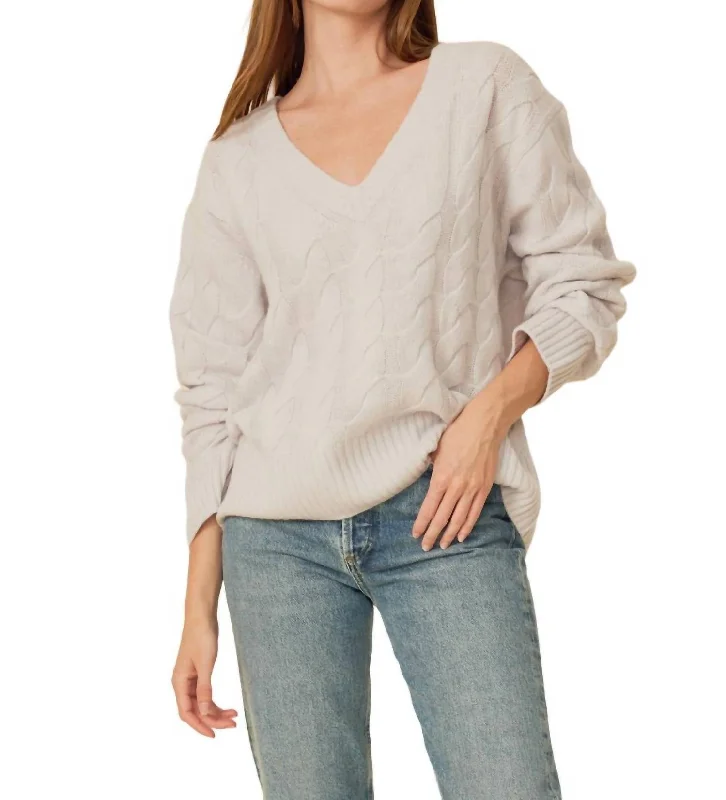 Monterey Cashmere Pullover Sweater In Salt Spandex Blend Rayon Blend Denim Blend