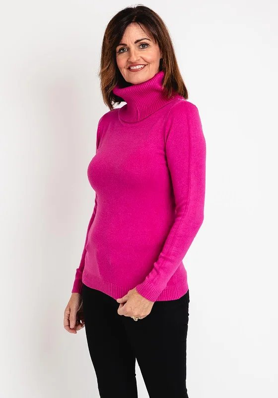 Serafina Collection Light Weight Roll Neck Sweater, Fuchsia Wool Sweater Cotton Sweater Cashmere Sweater