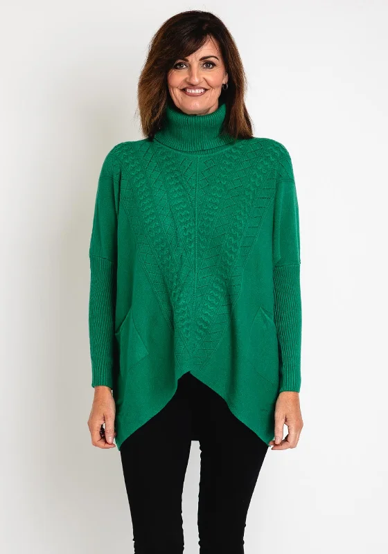 Serafina Collection Cable Knit Jumper, Green Casual Formal Business