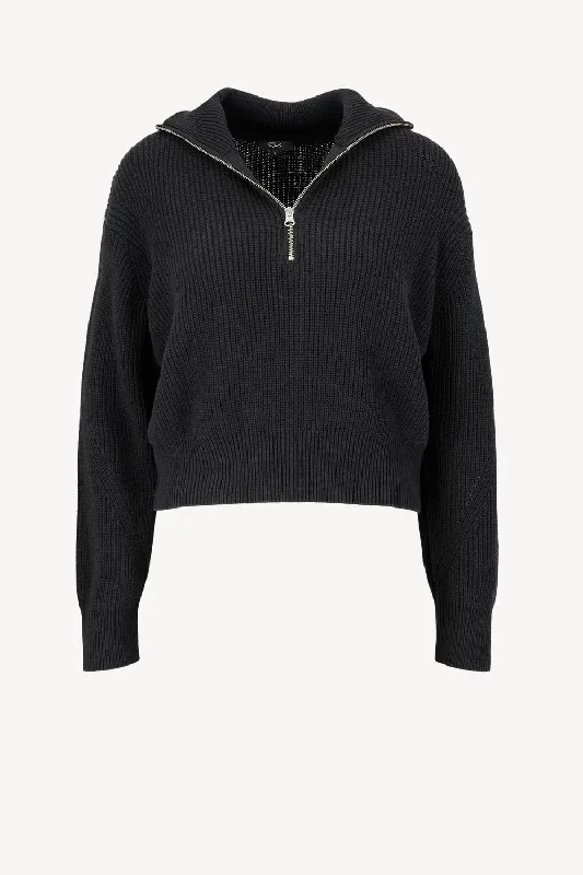 Roux Sweater In Black Spandex Rayon Corduroy