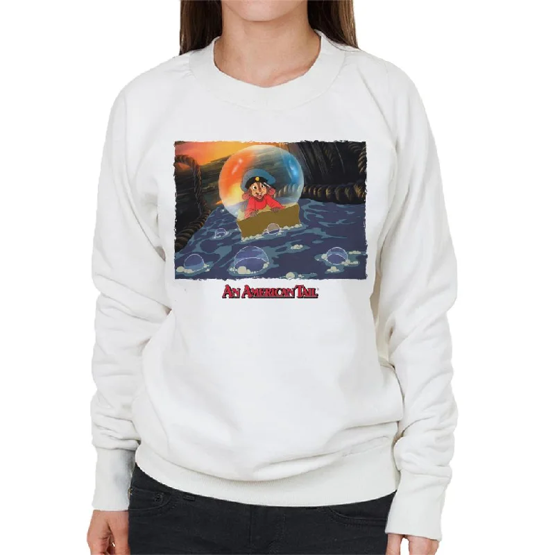 An American Tail Fievel Mousekewitz Stuck In A Bubble Women's Sweatshirt Hoodie with Ribbed Hem Stretchable Secure