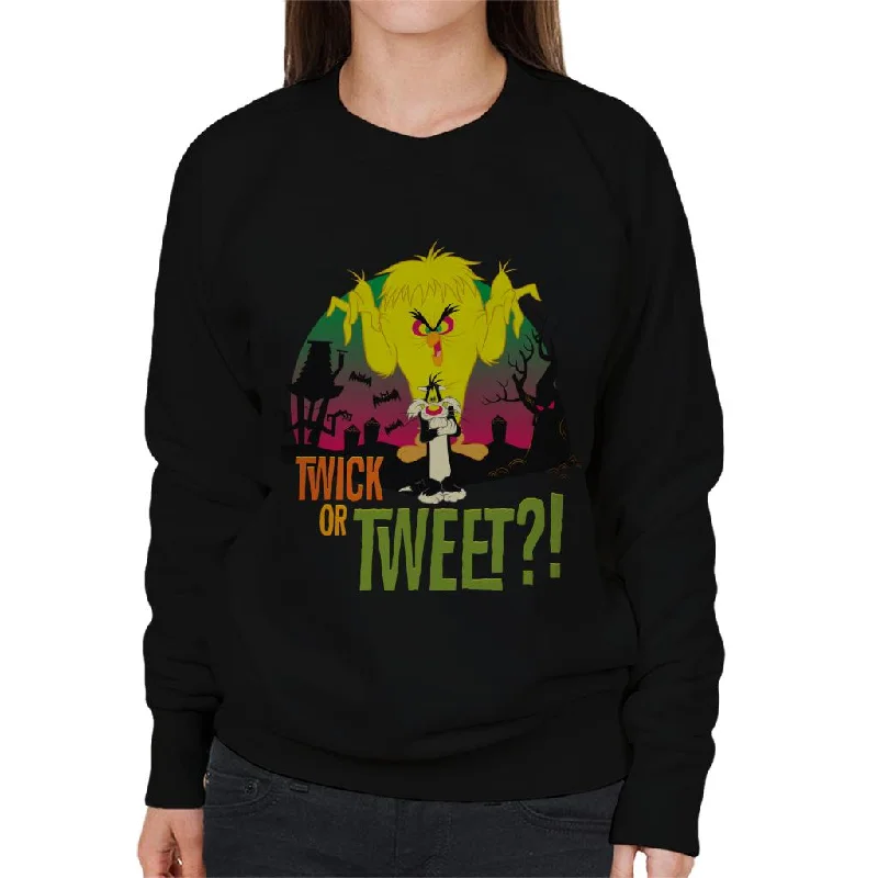 Looney Tunes Halloween Twick Or Tweet Women's Sweatshirt Hoodie with Tied Waist Feminine Flattering