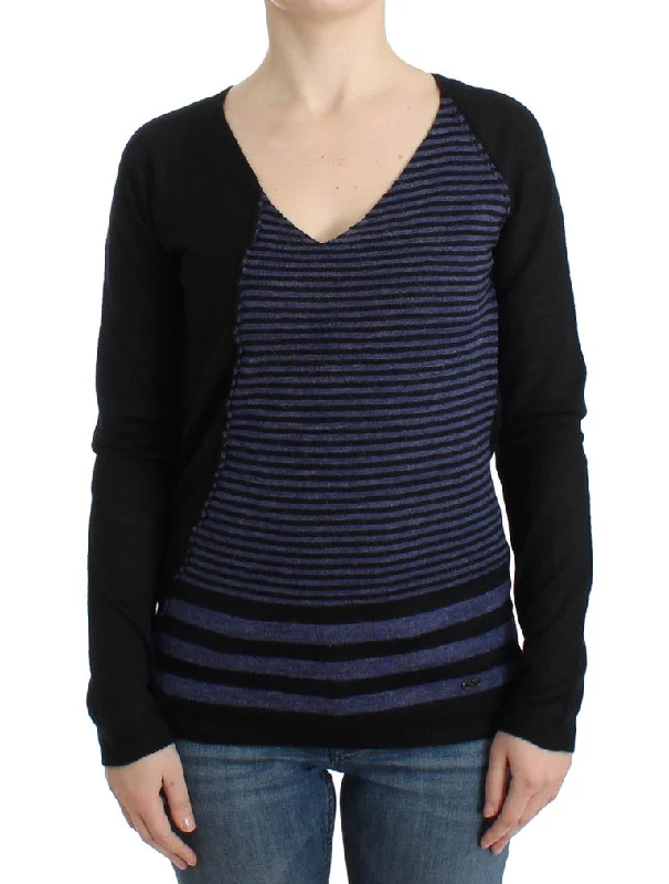 Costume National  striped V-neck Women's sweater Plaid Sweater Polka Dot Checkered