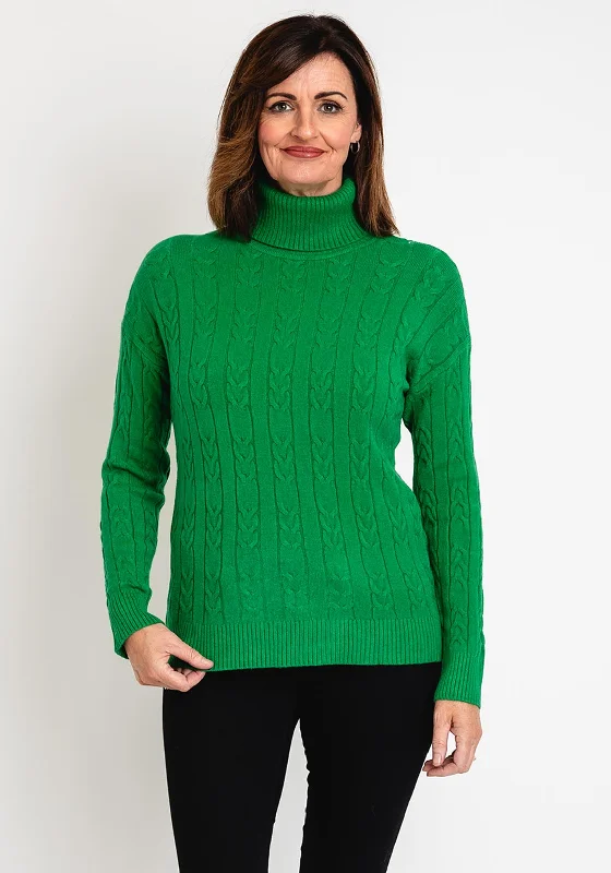 Serafina Collection Cable Knit Sweater, Green Lightweight Heavyweight Midweight