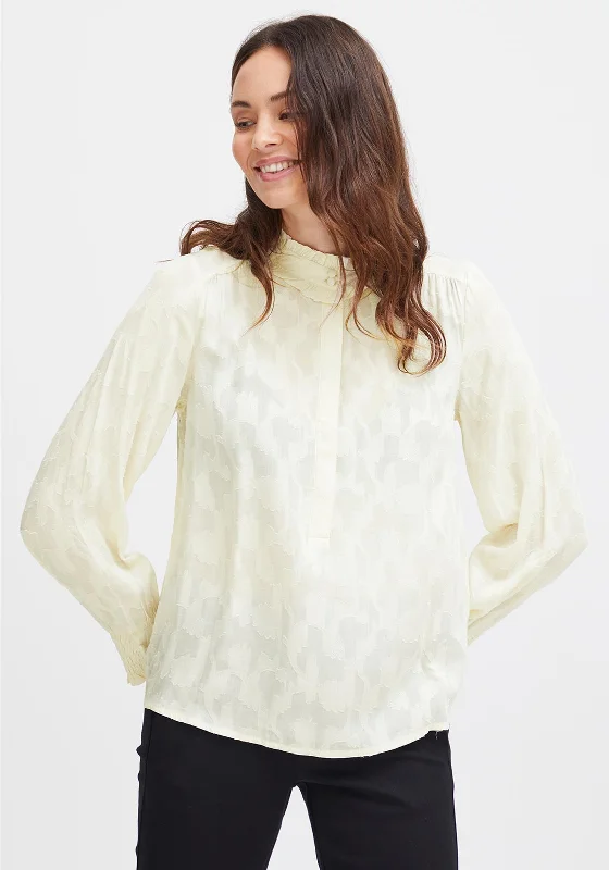 Fransa Floral Embossed Blouse, Whitecap Gray Business Casual Blouse