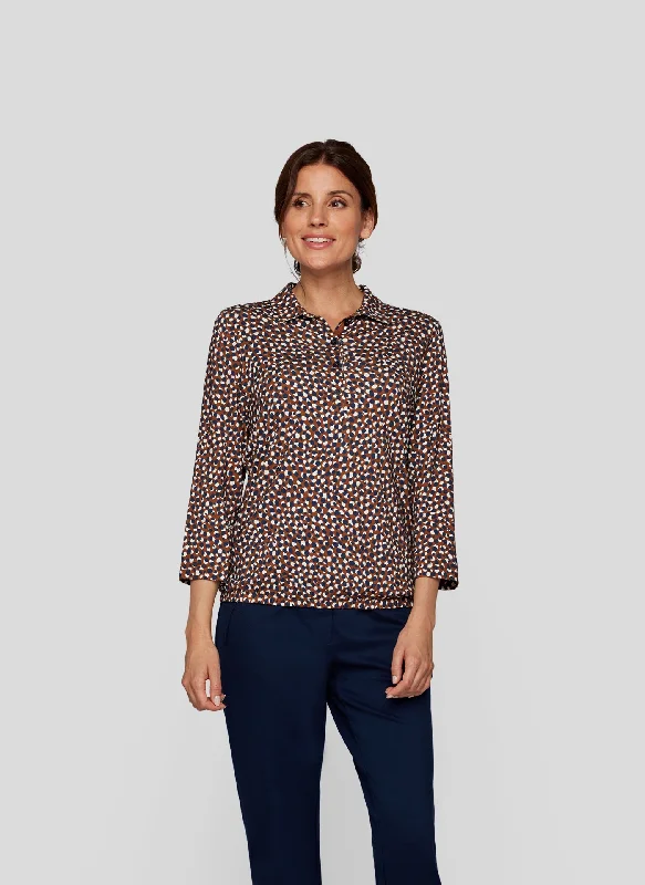 Rabe Spot Print Blouse, Brown Multi Delicate Bow Blouse