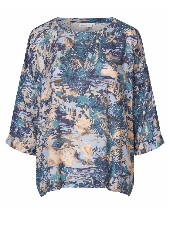 Masai Becca Floral Blouse, Teal Chic Sleeveless Blouse